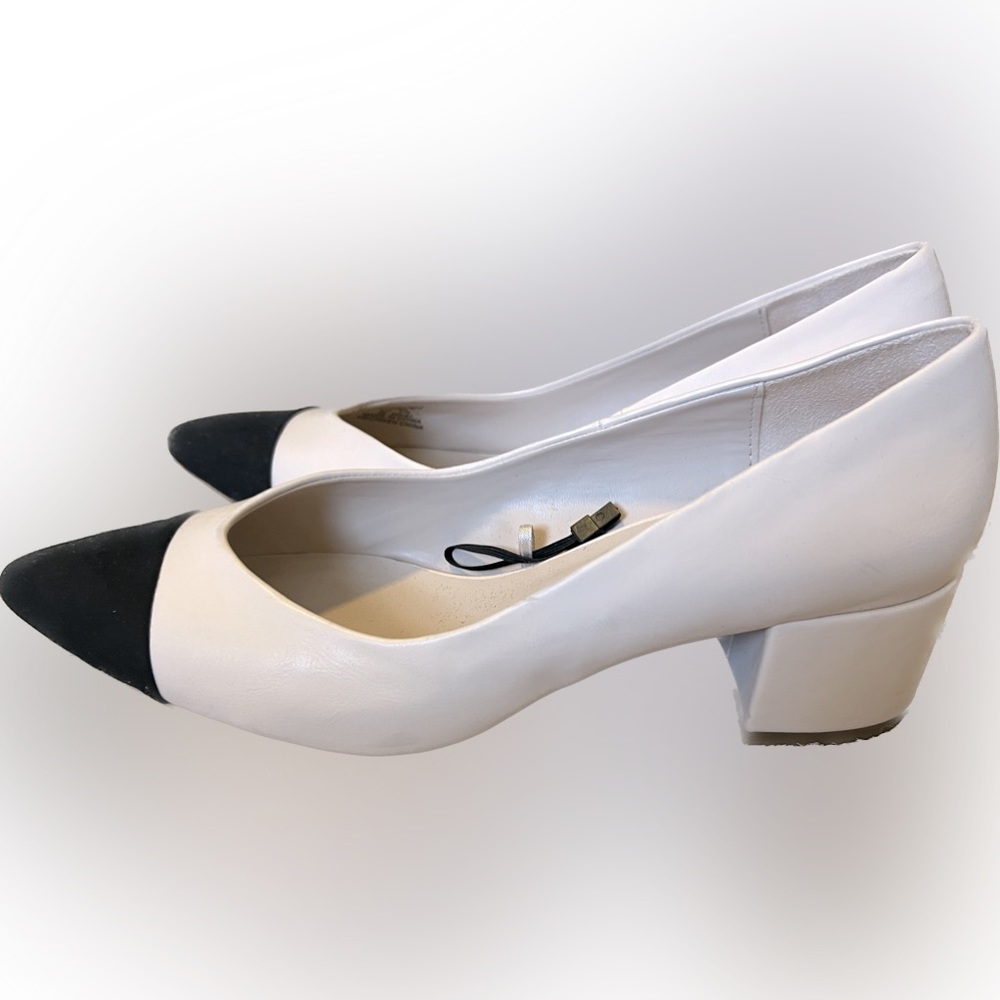 Zara 1.5” Spectator Pump, Beige & Black